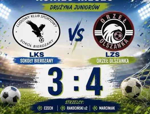 Juniorzy Orła Olszanka wygrywają w Bierdzanach po emocjonującym meczu