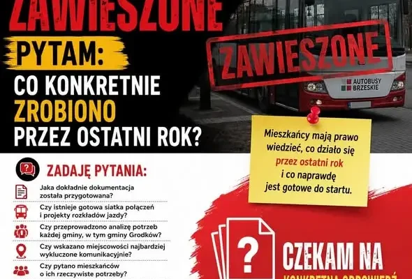 Autobusy Brzeskie zawieszone. Radny pyta o konkretne efekty rocznych przygotowań
