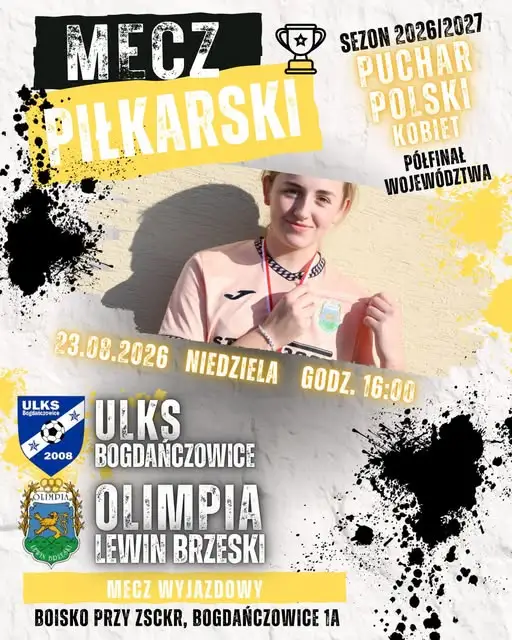 Puchar Polski Kobiet: ULKS Bogdańczowice podejmuje LZS Olimpia Lewin Brzeski