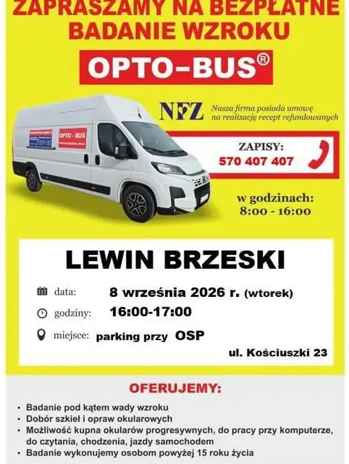 Bezpłatne badanie wzroku w Lewinie Brzeskim – zapisy trwają