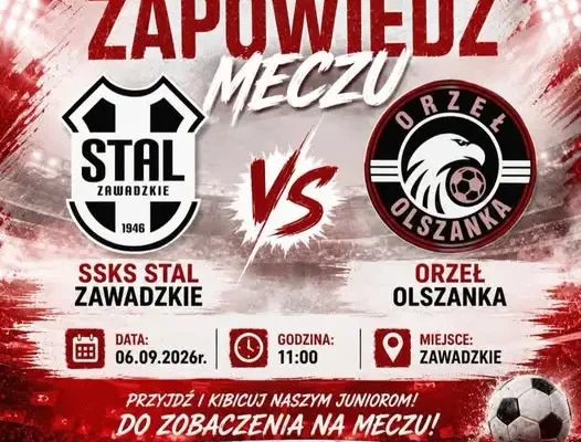 Juniorzy Orła Olszanka zagrają na wyjeździe ze Stalą Zawadzkie