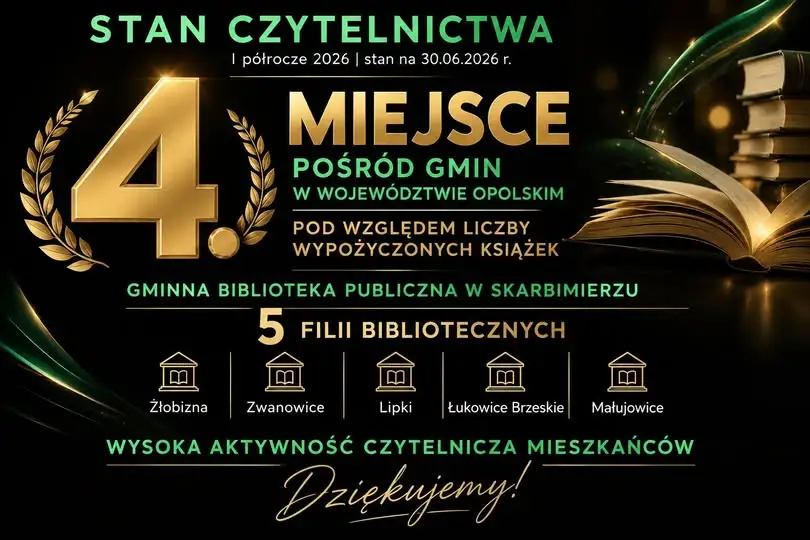 Gminna Biblioteka Publiczna w Skarbimierzu z 4. miejscem w województwie opolskim