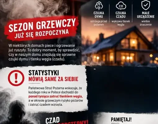 Sezon grzewczy 2026/2027: czujka dymu i czadu może uratować życie