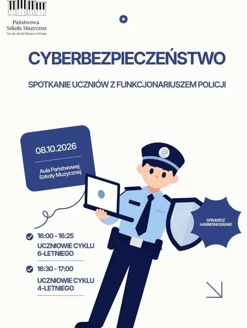 Cyberbezpieczeństwo w szkole muzycznej w Brzegu – spotkanie z policjantem