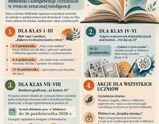 Październik w bibliotece PSP 6 w Brzegu: konkursy, akcje i „Przerwa na czytanie”