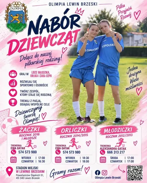 Olimpia Lewin Brzeski zaprasza dziewczyny na treningi piłki nożnej