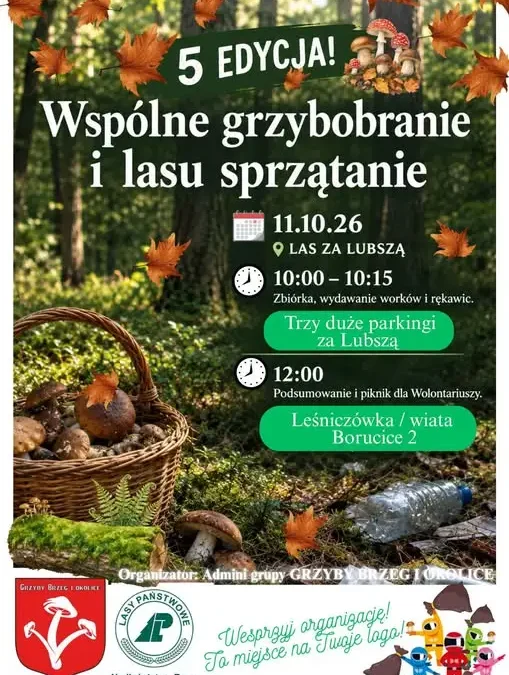 5. edycja grzybobrania i sprzątania lasu w Gminie Lubsza – 11 października