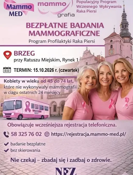 Różowy Październik w Brzegu – bezpłatna mammografia 15 października