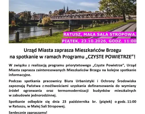Brzeg: spotkanie o programie „Czyste Powietrze” w Ratuszu