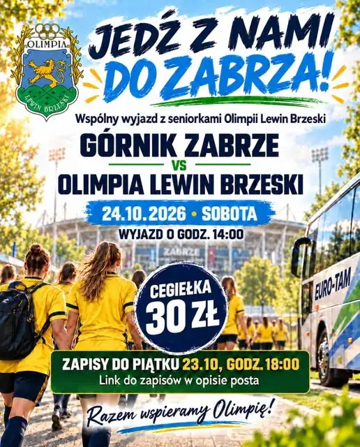 Wspólny wyjazd kibiców na mecz Górnika Zabrze z Olimpią Lewin Brzeski