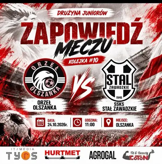 Orzeł Olszanka kontra Stal Zawadzkie – 10. kolejka juniorów już w sobotę
