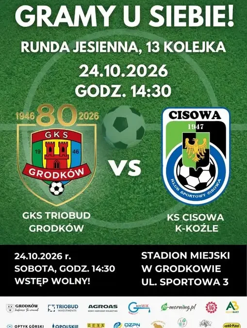 GKS Triobud Grodków zagra u siebie z KS Cisowa K-Koźle